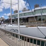 Social wine sailing event with Detroit skyline views