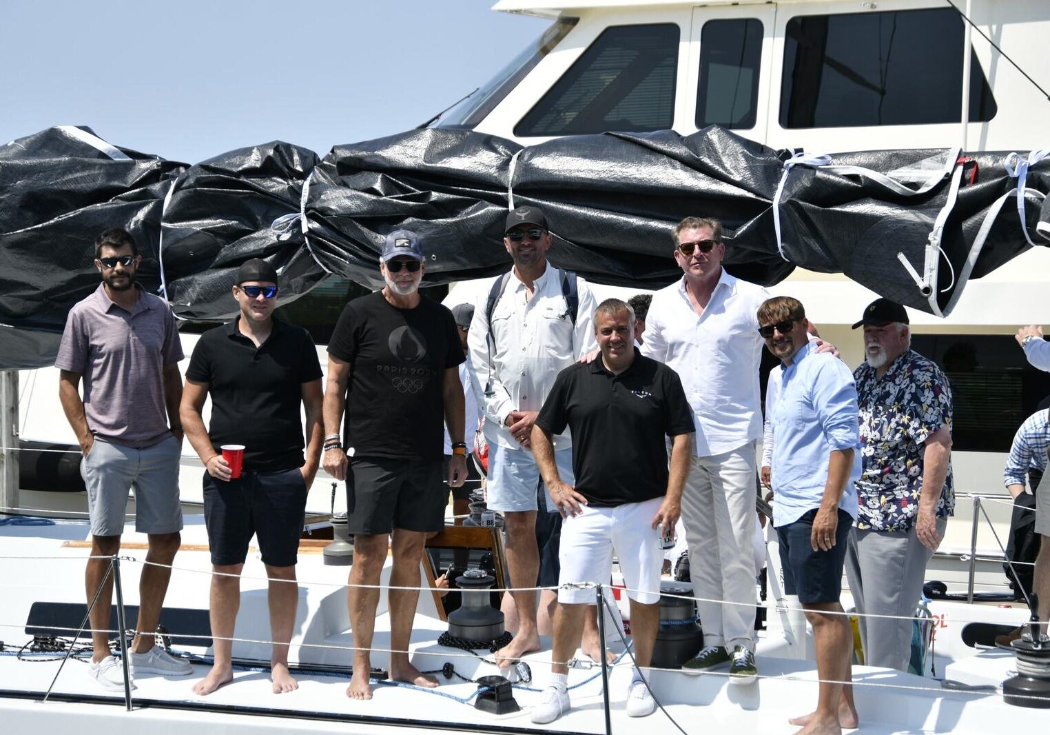 Corporate group spending time together under sail in Detroit