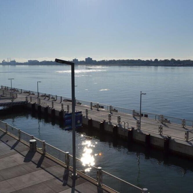 Team building yacht charter with Detroit skyline views